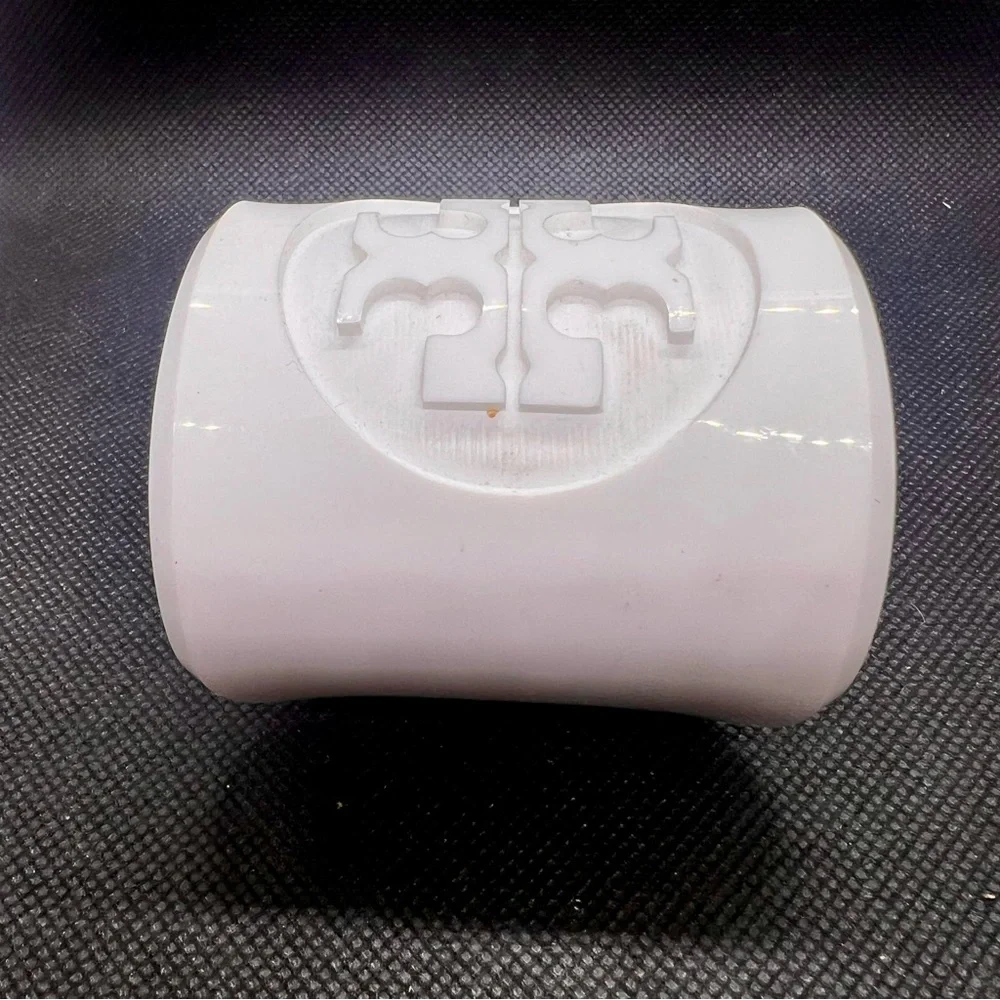$150 TORY BURCH White Lucite Resin‎ Logo Wide Cuff Bracelet Jewelry